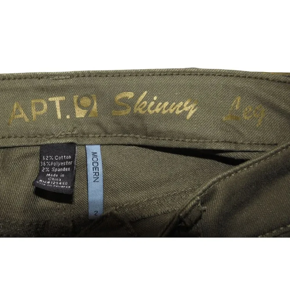 Apt. 9 Jeans Sz 2 Skinny Leg Modern Fit Olive Green‎